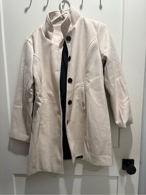 Women's Cream Stand-Collar Pea Coat NWOT